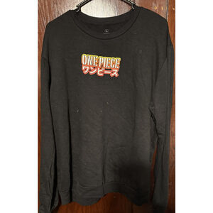 One Piece Anime Logo Crewneck Sweatshirt Men's Size L Black